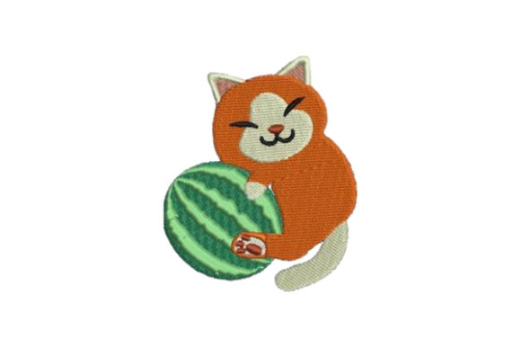 Cat Hugging Watermelon: A Sweet, Stitch-Ready Embroidery Gem