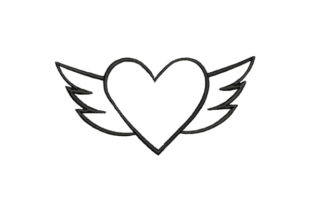 Heart with Wings Line Art